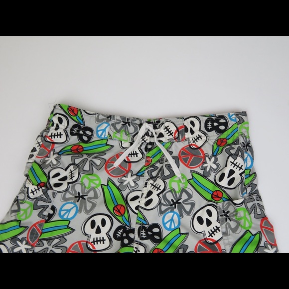 JOE BOXER skulls and peace signs swim trunk SZ 6/7 - Picture 3 of 8